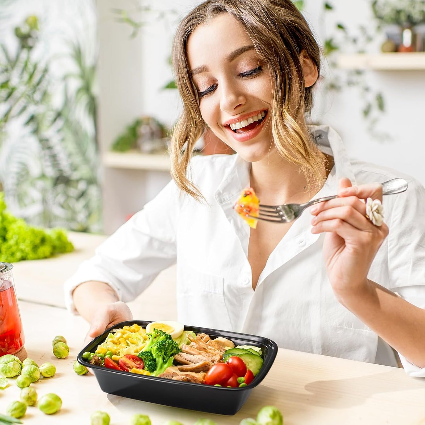 Glotoch 28oz Meal Prep Containers, 10 Pack (20-Piece) Reusable Food Storage Containers with Lids Microwave, Freezer, Dishwasher Safe - Leakproof & BPA Free Durable Plastic Lunch Box To Go Take Out