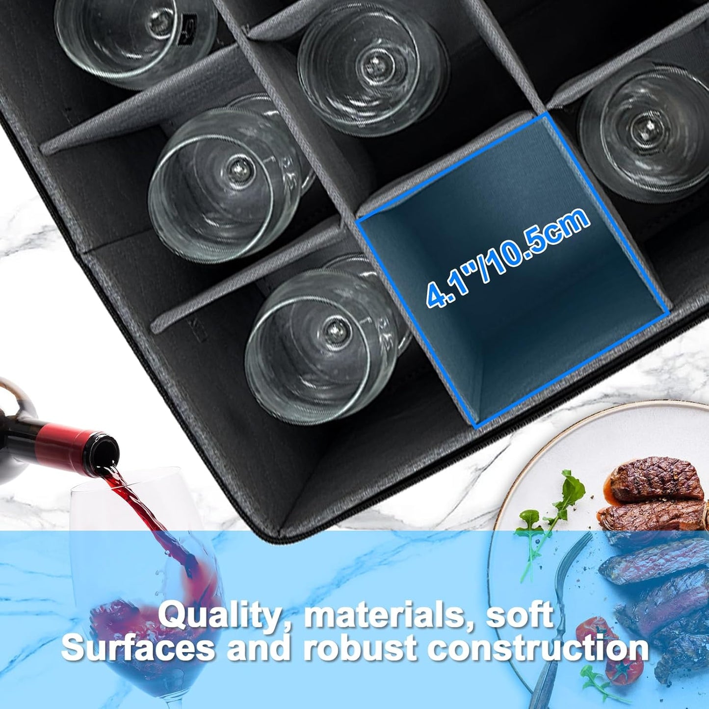 VERONLY 2 Pack Stemware and Glassware Storage Cases - Hard Shell Protection with Dividers for 24 Glasses, Stackable Moving Storage Container with Label & Handles - Crystal Glass - Dark Gray