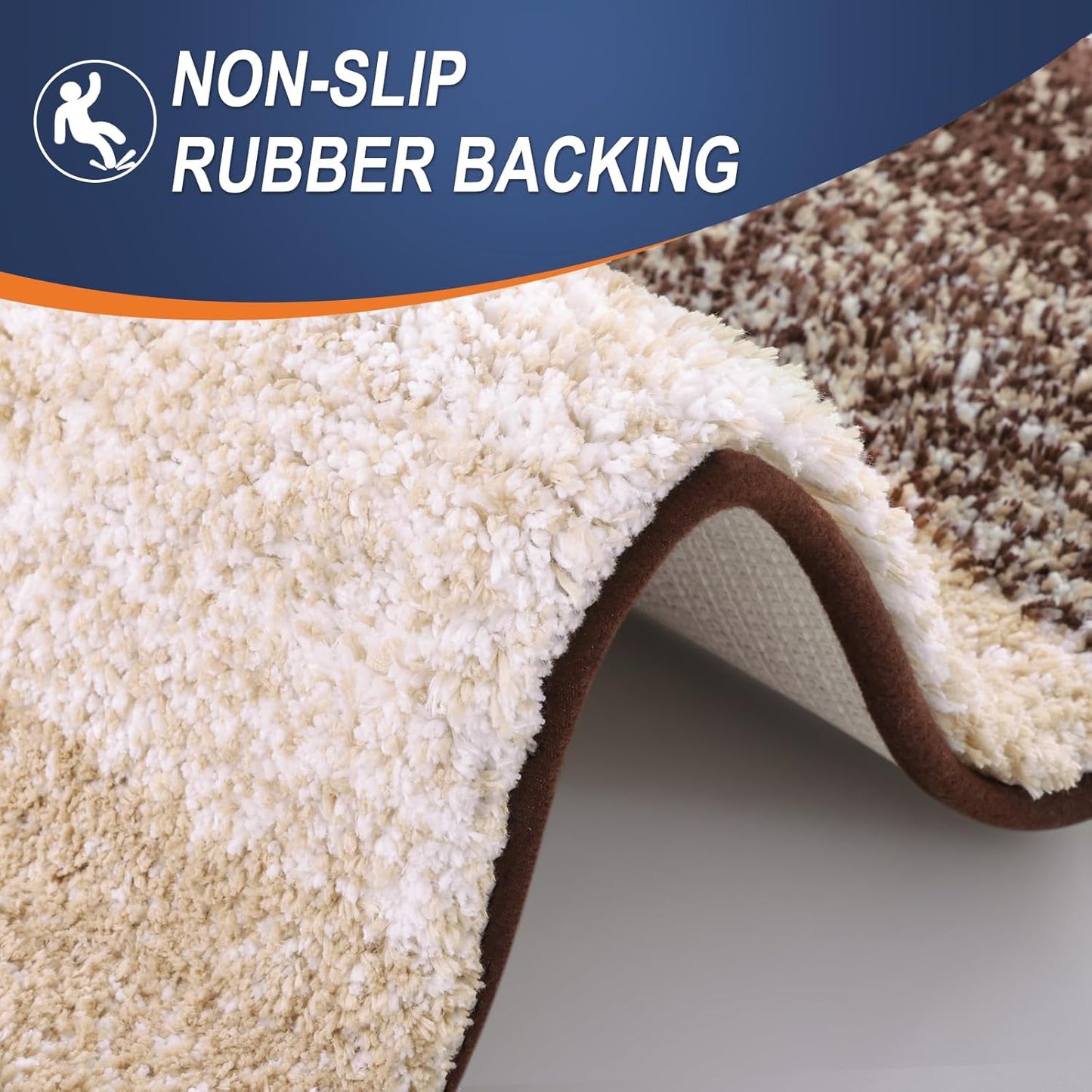 OLANLY Bathroom Runner Rugs 47x20, Extra Soft Absorbent Microfiber Bath Rugs, Rubber Backing, Quick Dry, Machine Washable Bath Mats for Bathroom Floor, Tub and Shower, Home Decor Accessories, Brown