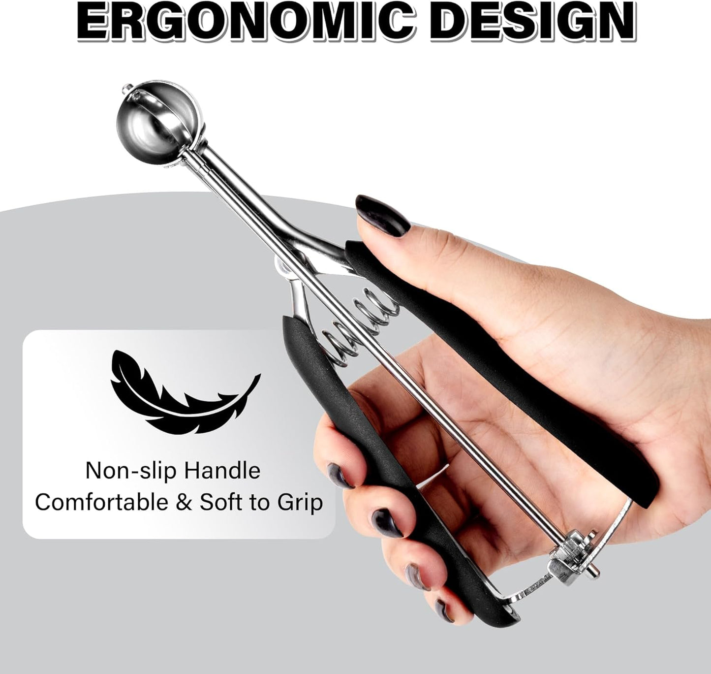 Extra Small Cookie Scoop 1 tsp, Professional Stainless Steel Mini Ice Cream Scoop 25 mm, Melon Baller Scoop Good Soft Grips, Quick Trigger Release