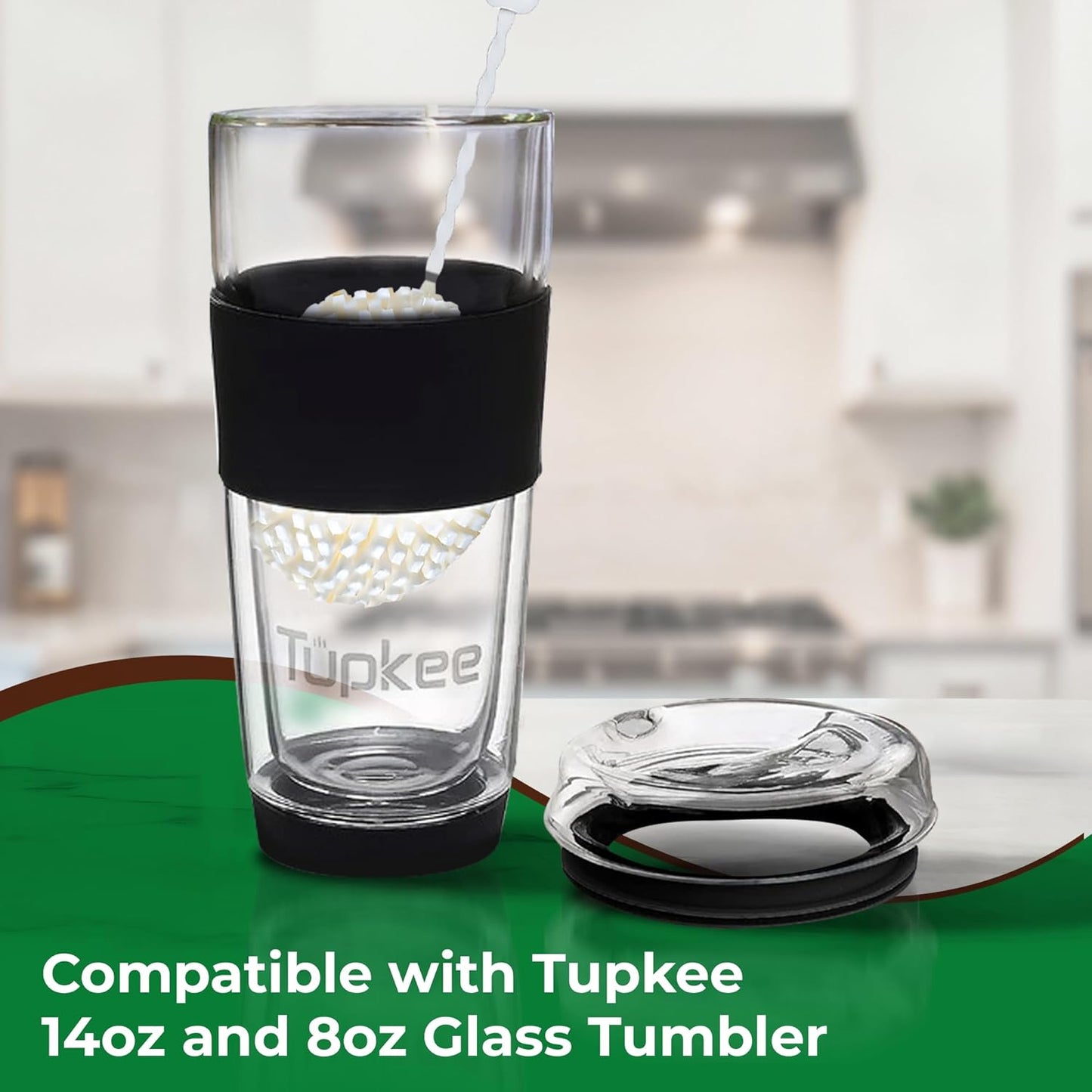 Tupkee Small Glass Cleaning Brush – Soft Non-Scratch Foam Bristles – Glass Cleaner Brush for Brandy, Cognac, Small Goblets, Crystal Glasses & Mugs – Fits Tupkee 14oz & 8oz Glass Tumbler – Made in USA