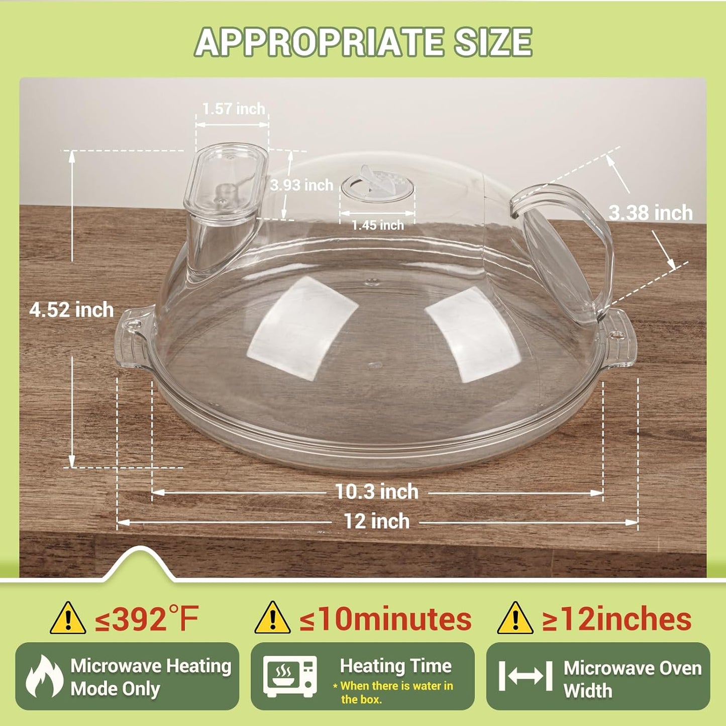 WENWELL Microwave Splatter Cover with Water Steamer,Protect Food Splashes,Dish Bowl Plate Serving Lid with Handle,BPA-Free,Clear Safe Plastic,Microwave Cover for Food,10 Inch