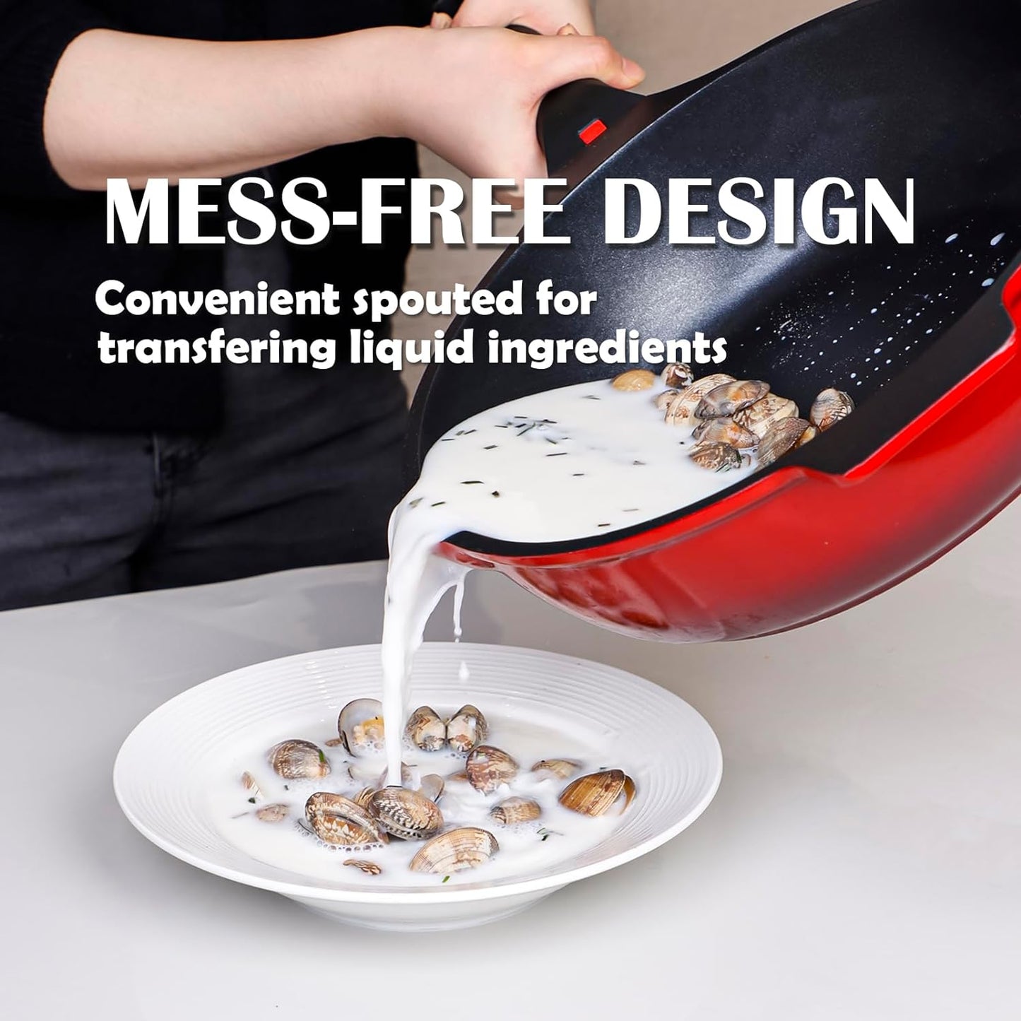 DIIG Nonstick Deep Frying Pan Skillet with Lid, 12 inch/ 5.5 QT Saute Pan with Silicone Spatula, Sauce Cookware Cooking Chef Pans, Cast Aluminum Induction Compatible, Ruby Red