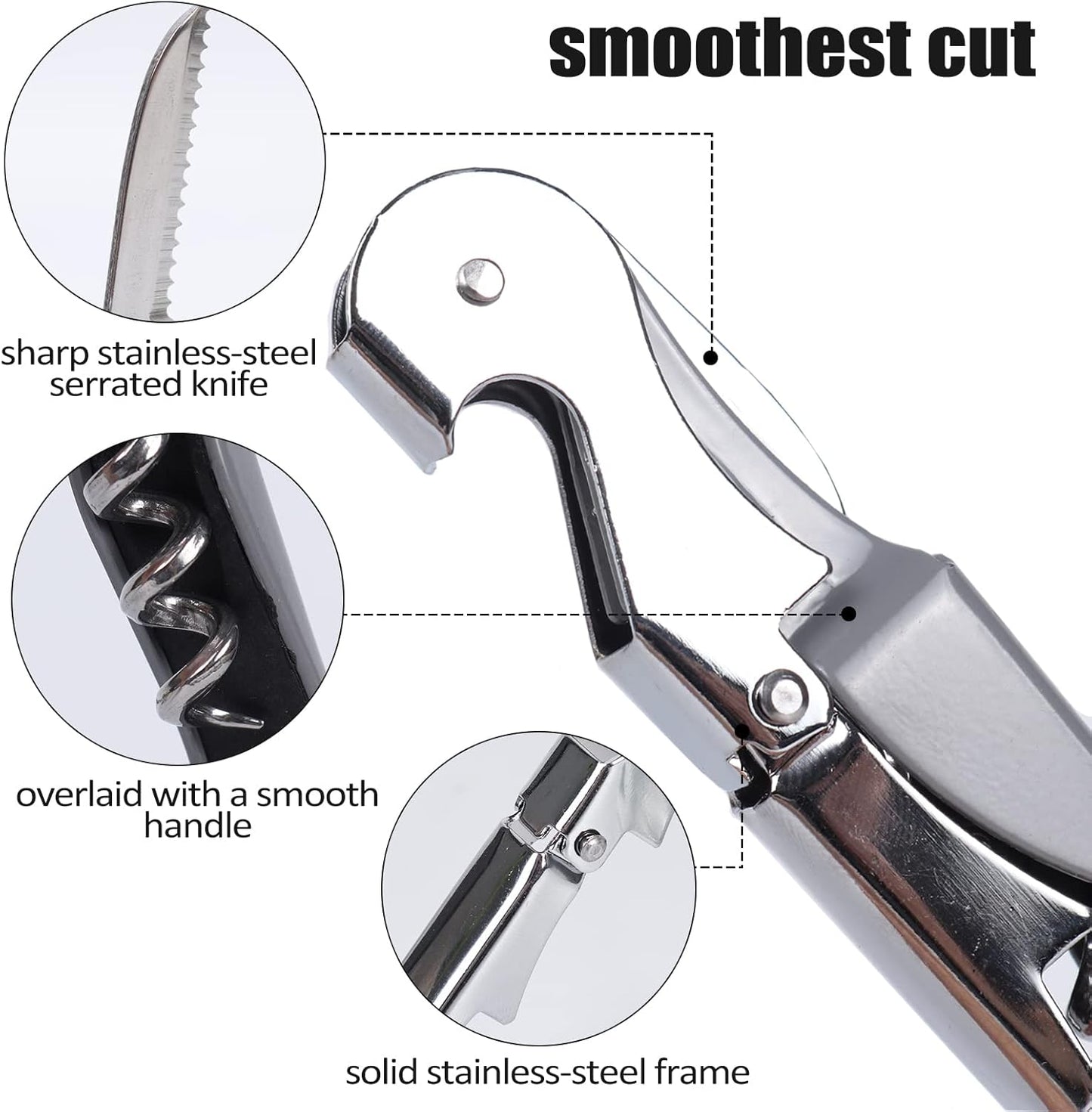 RECUTMS 12 Pack Wine Opener Corkscrews for Wine Bottles Heavy Duty Stainless Steel with Foil Cutter Small Stainless Steel Gift for Home Wedding Party Bartenders Servers Waiter（gray）