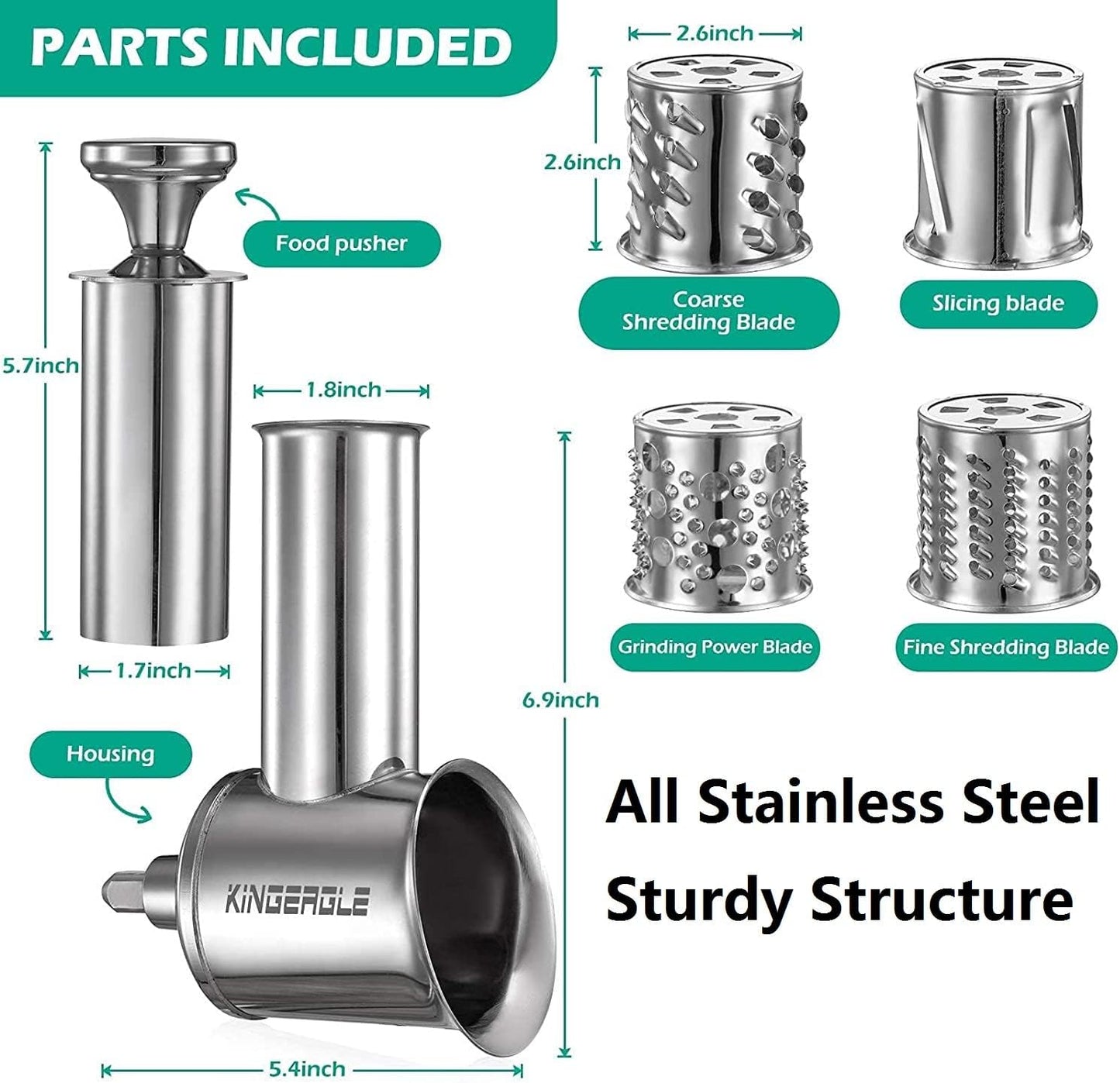 Stainless Steel Slicer Shredder Attachment for KitchenAid Mixer, Cheese Grater Attachment, Food Slicer for KitchenAid Mixer, Accessories for Kitchenaid