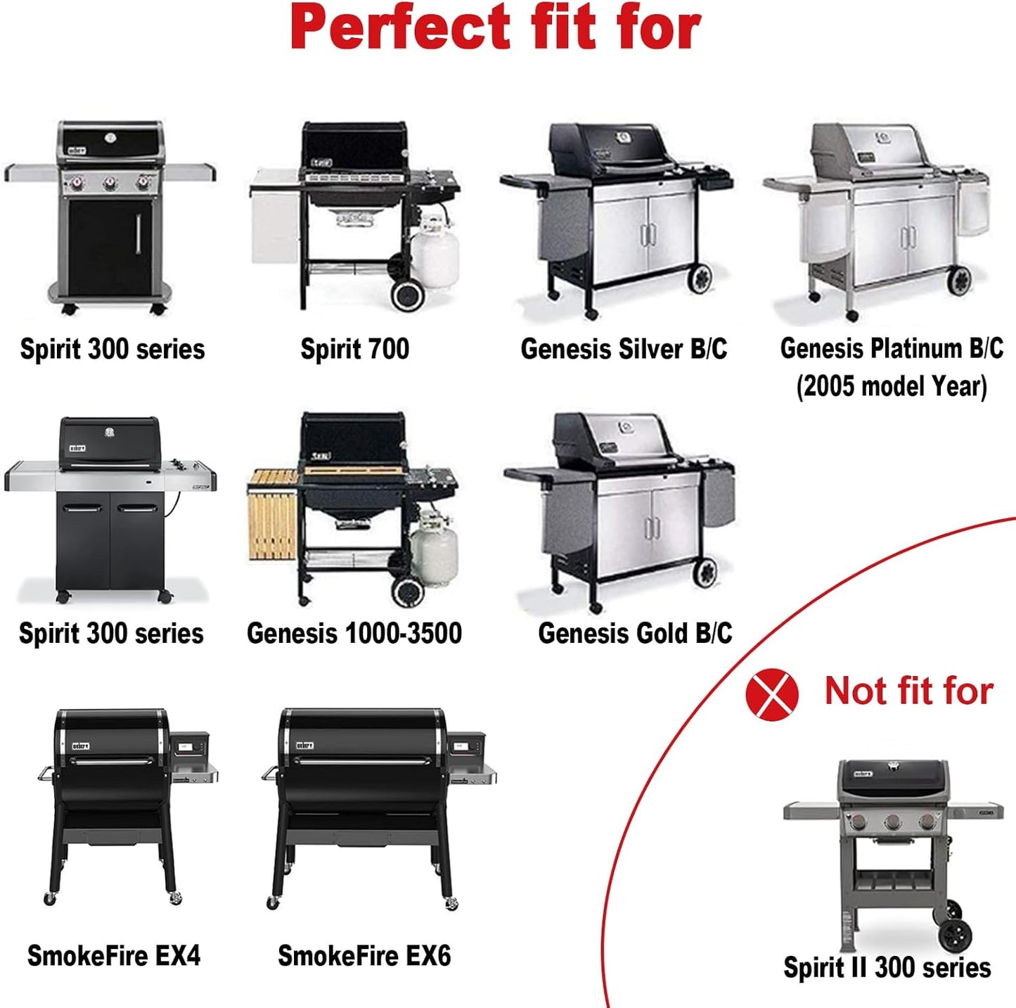 DELSbbq 17.4" x 11.8" Grill Cooking Grates for Weber Spirit 300, Spirit 700, Genesis Silver B/C, Genesis Gold B/C, Genesis Platinum B/C, Genesis 1000-3500,Grill Grates Replacement for 7525 7526 7638