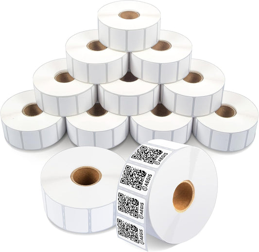 Aegis Adhesives - 1.2” X 0.85” Direct Thermal Multipurpose Labels for Return Address, QR Barcodes, Perforated & Compatible with Zebra Desktop Printers - NOT Rollo Compatible (12 Rolls, 1500/Roll)