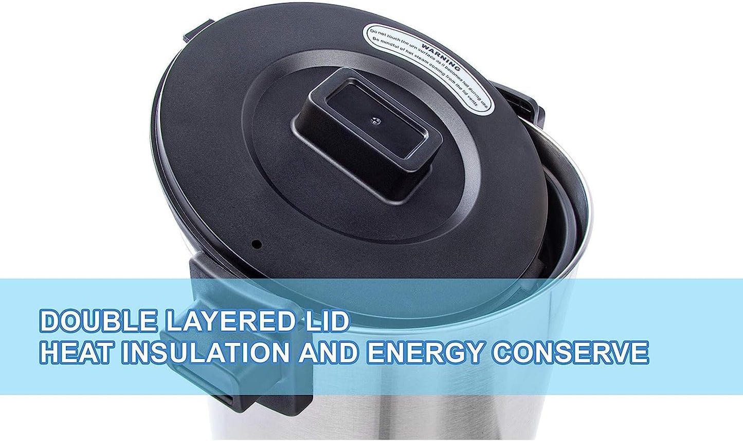 SYBO SR-CP35C Commercial Grade Stainless Steel Percolate Coffee Maker Hot Water Urn for Catering, 30-Cup, 3.5L, Metallic