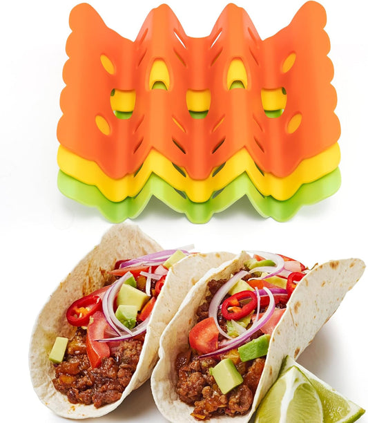 Li&Zhao Taco Holder Stands - 3 PCS Colorful Taco Trays Taco Plates Taco Rack Taco Stands Taco Shell Holder for Baking Grill Barbecue Oven Dishwasher & Microwave Safe