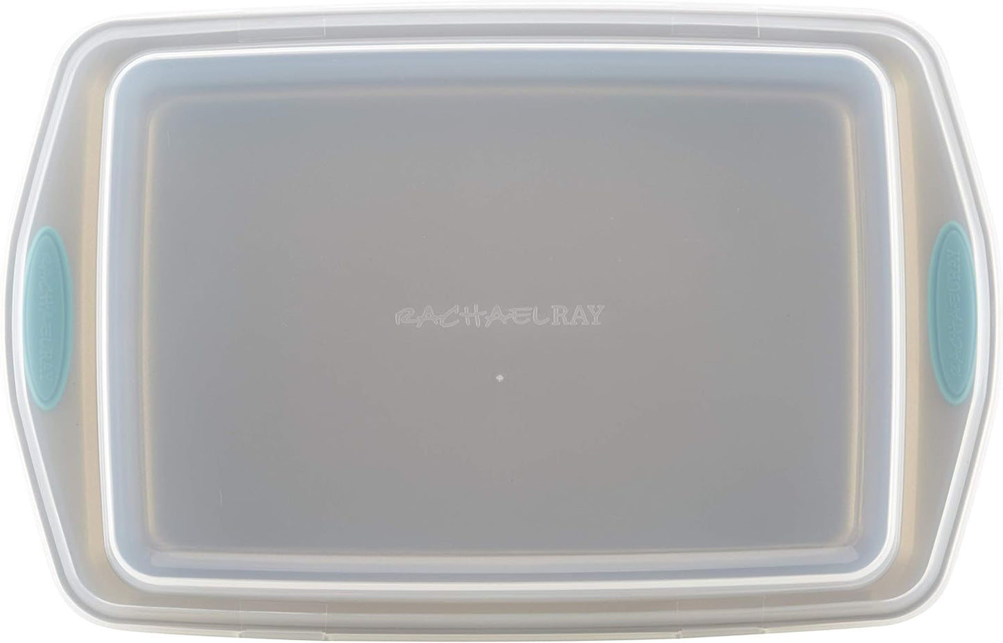 Rachael Ray Cucina Nonstick Baking Pan / Cake Pan With Lid and Grips, Rectangle - 9 Inch x 13 Inch, Brown