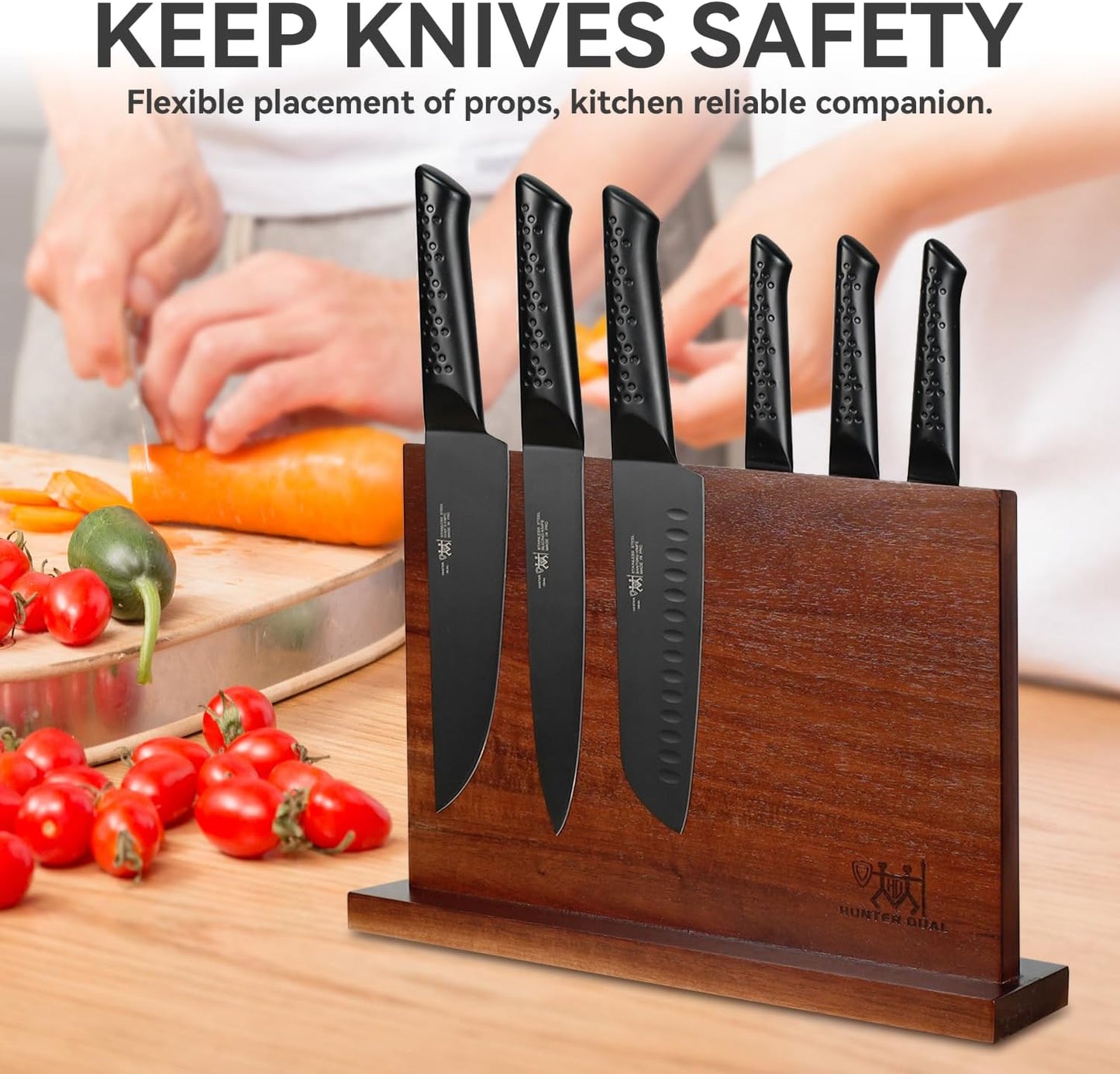 Magnetic Knife Holder with Enhanced Magnets, Multifunctional Countertop Magnetic Knife Block Stand, Universal Knife Storage & Kitchen Tool Organizer for Counter Top