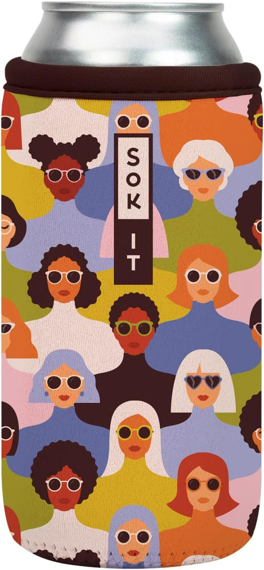 Sok It CanSok Sleeve for Beer & Soda Insulated Neoprene Cover (Femme Force, 16oz Can Sleeve)