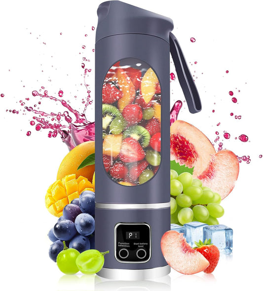 Portable Personal Electric USB Juicer，500ML Mini Blender Portable Blender For Shakes and Smoothies juice，12 Blades Great for Mixing，Compact、Convenient and Versatile (Purple)
