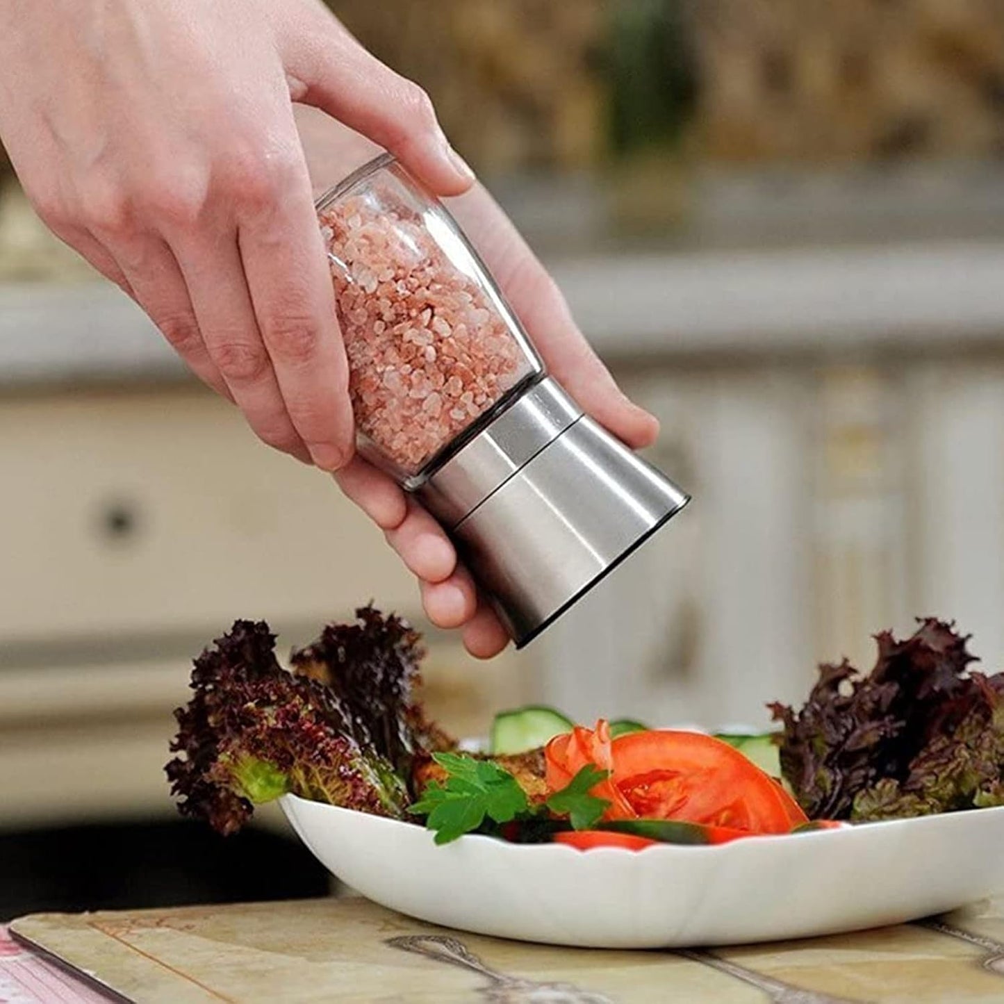 Glass Spice Jars, Double Lids Seasoning Shakers Glass Bottles Spice Shakers Sifter Barbecue Salt & Pepper Shaker Container (10 PCS Condiment Bottles + 1PCS Spices Grinder)