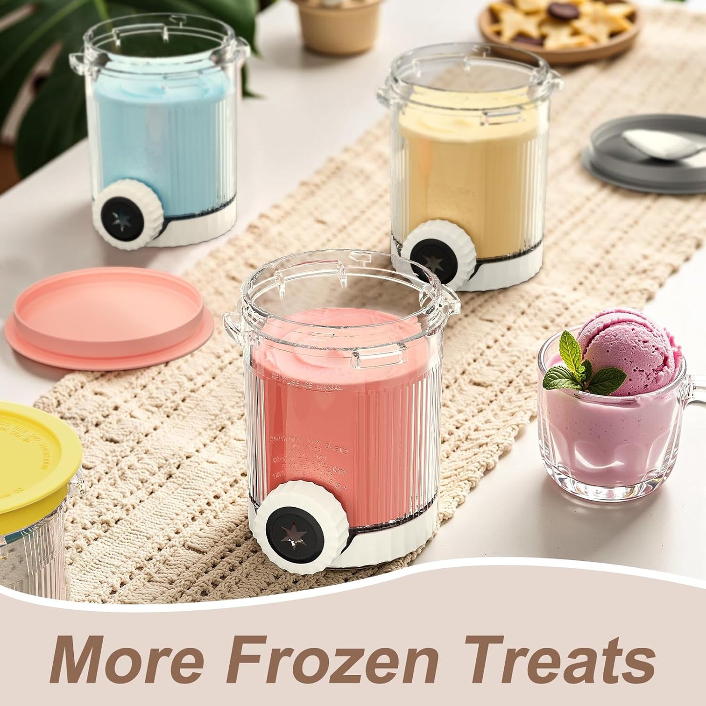 Swirl Creami Pints and Lids for Ninja - 2 Pack, Compatible with NC700 Series Ninja Swirl by CREAMi Ice Cream and Soft Serve Maker, 16 OZ Replacement Containers with Lid, Dishwasher Safe&Mix Color Lids