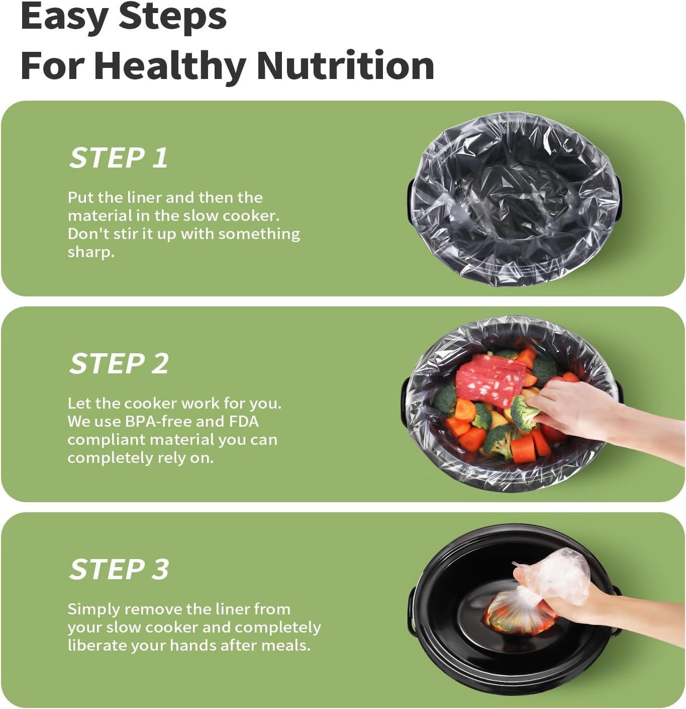 KOOC Slow Cooker Liners 13x21 inch 15 Count Large Size Disposable Pot Liners Cooking Bags Fit 3QT to 8.5QT Pot BPA Free Fresh Locking Seal Design