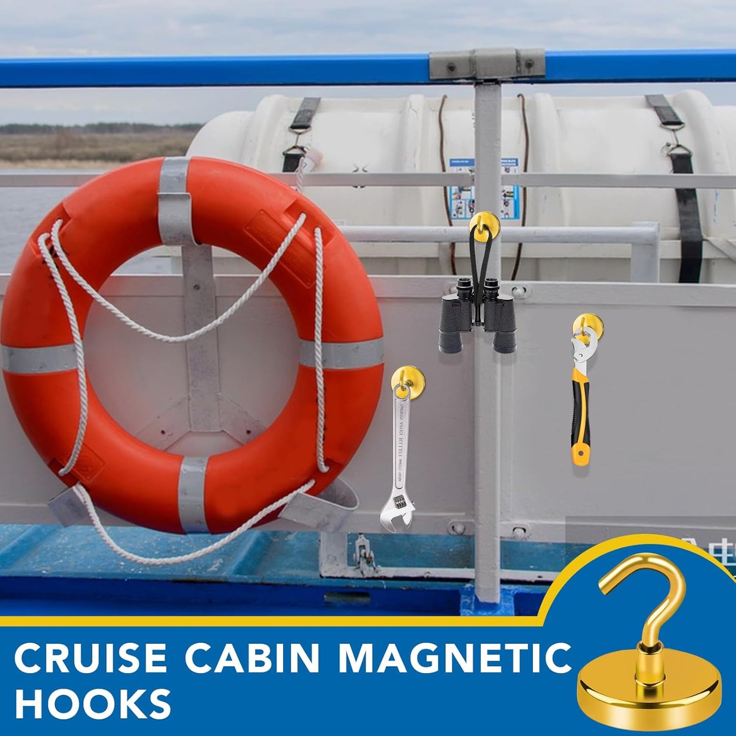 LOVIMAG Yellow Magnetic Hooks for Cruise Cabins, Cruise Essentials Must Haves, Cruise Magnets, Magnetic Key Holder, Strong Magnetic Hooks for Hanging, Fridge, Grill -12 Pack, 110lbs