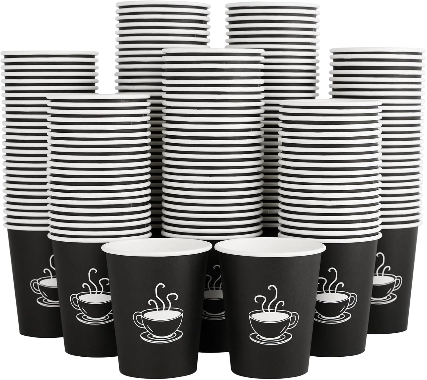 360 Pack 8 oz Paper Coffee Cups, Disposable Black Paper Cups for Hot Beverage, Drinking Water, Used for Cafes, Offices and Events