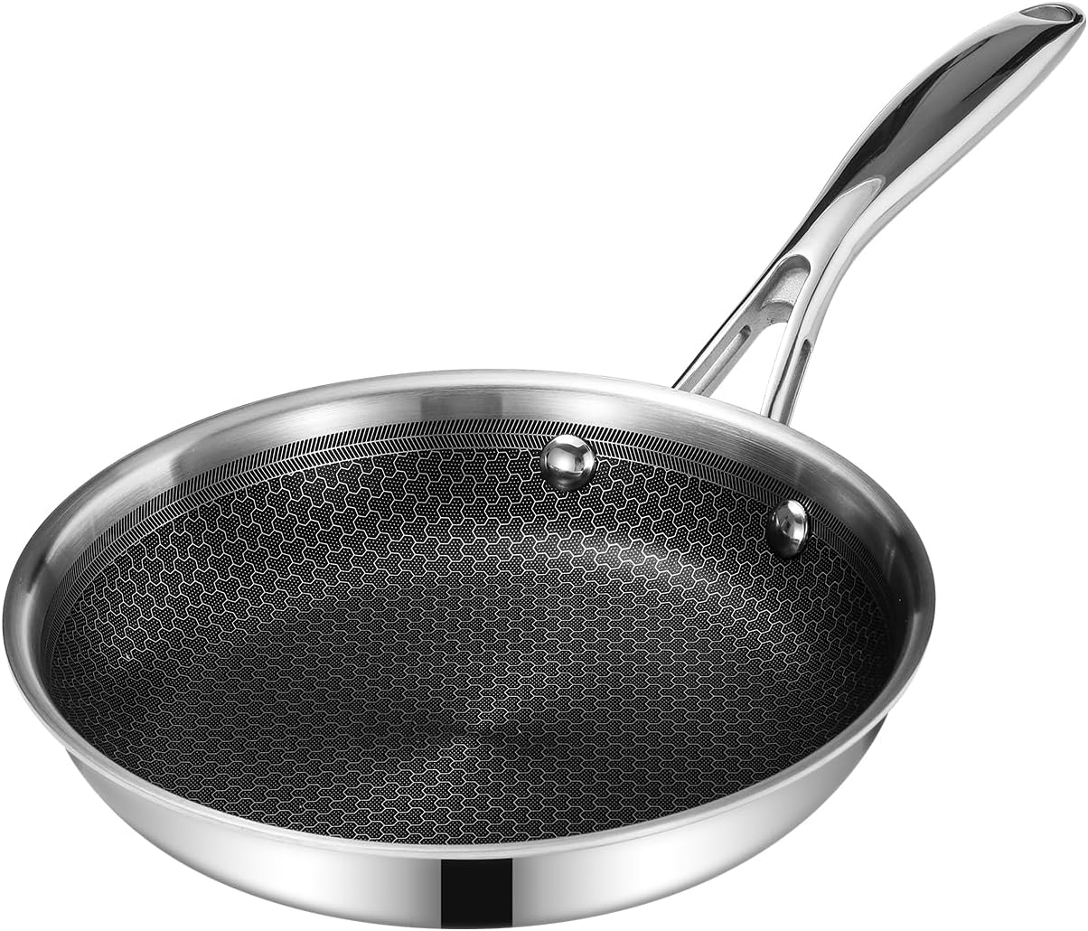 DELUXE Hybrid Ceramic Nonstick 8-Inch Fry Pan, Skillet with Stay-Cool Handles, Dishwasher&Oven Safe, PFOA Free Compatible with All Cooktops