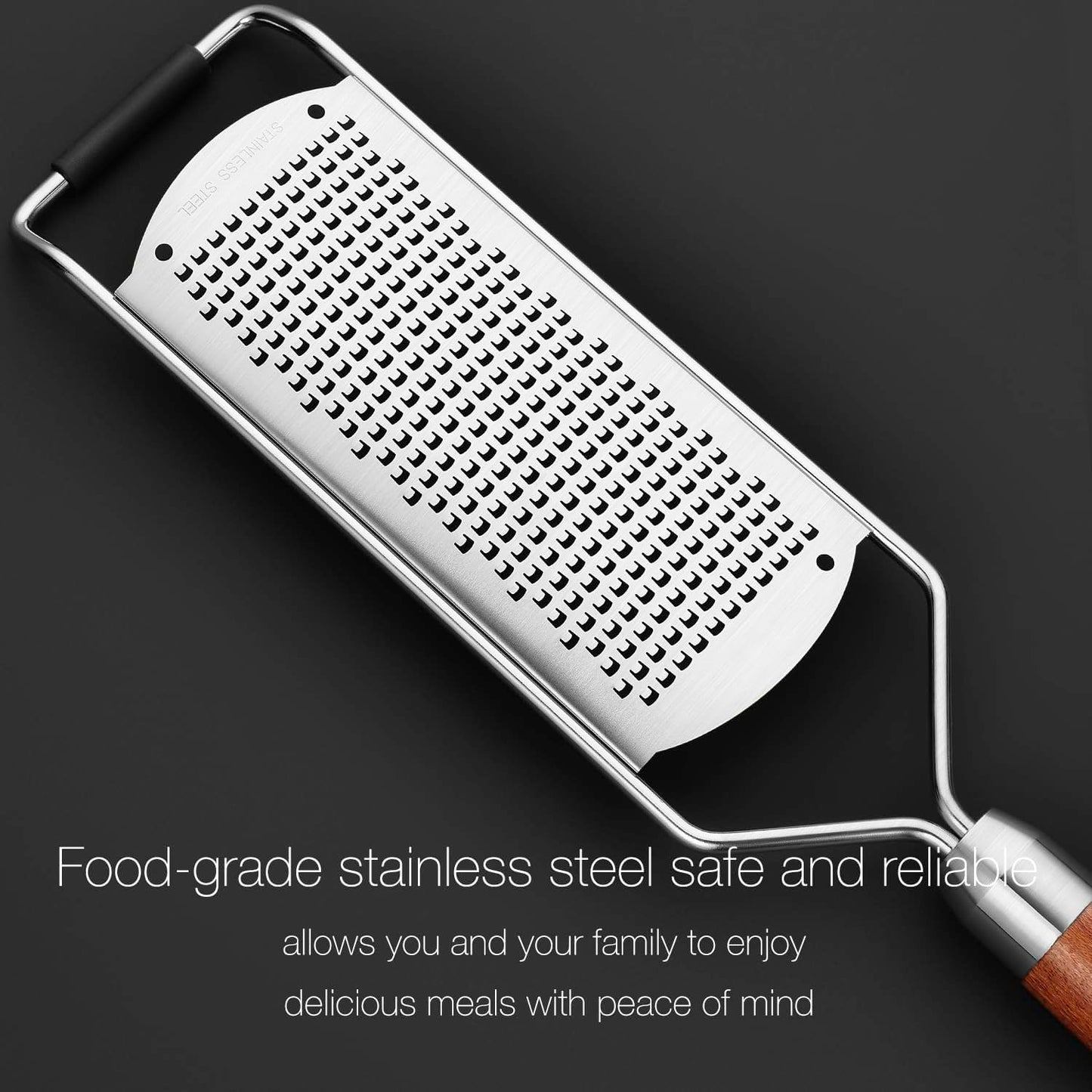 Professional-Grade Lemon Zester with Fine Blades, Lightweight Cheese/Vegetable Grater, Solid Wood Handle Design - Rust-Resistant, Durable, Essential Kitchen Tool （A2）