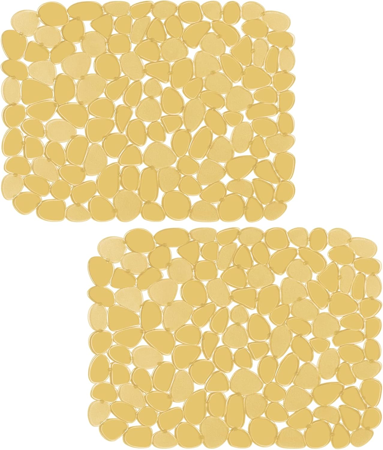 Bligli Pebble Sink Mat for Stainless Steel/Ceramic Sinks, 2 Pack PVC Sink Protectors Mats for Bottom of Kitchen Sink, Dish Drying Mat for Dishes and Glassware, 15.7 x 11.8 inch, Clear Yellow