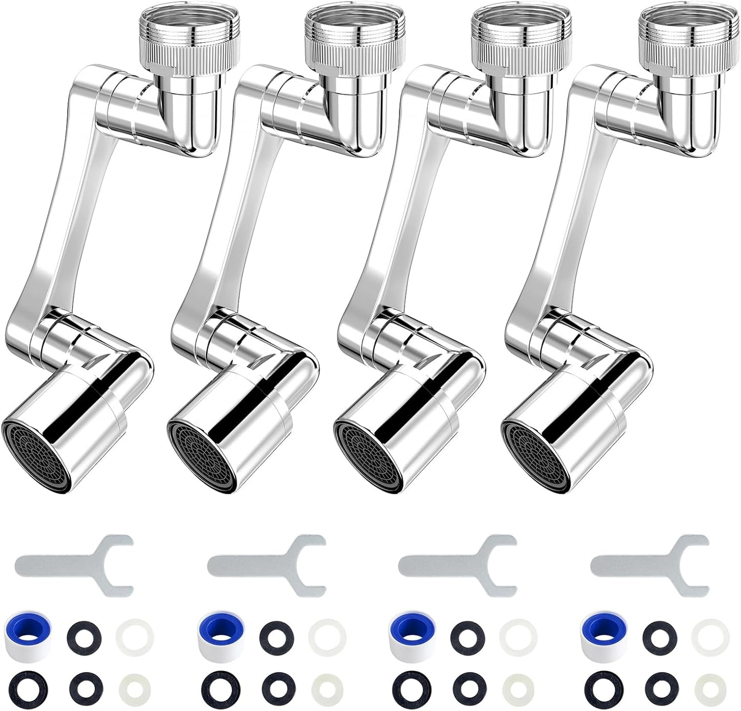 1080° Swivel Faucet Extender, Heavy Duty Rotating Sink Extension, Universal Swivel Multifunctional Robotic Arm, Rotating Splash Filter Extension Faucet Aerator for Kitchen Bathroom-4 Pcs