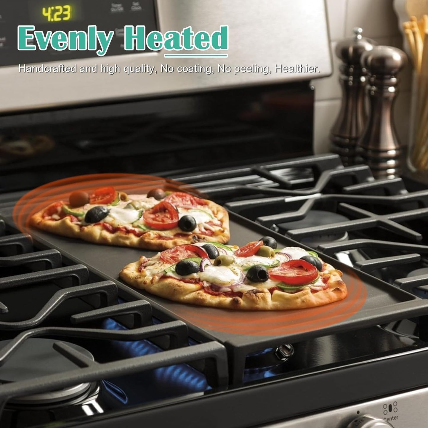 Hiorucet WB31X24738 Cast Iron Griddle Replacement for GE Appliance Gas Range, JGBS66REKSS, JGB700SEJ4SS, JGSS66SEL1SS, JGSS66SEL3SS, JGSS66SELSS, JGB700SEJ1SS Griddle Plate Cooktop for GE Center Part.