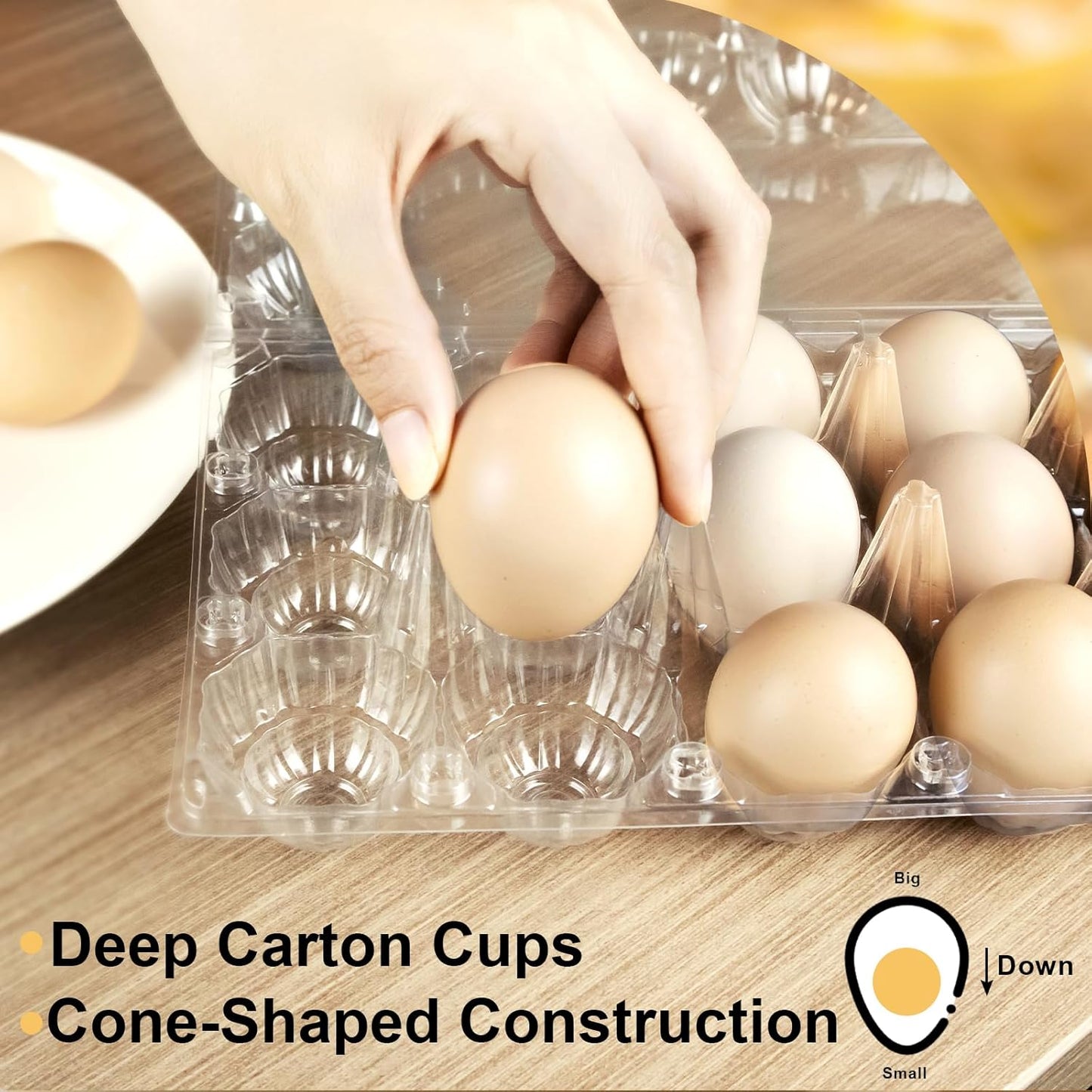 Egg Cartons 18 Count - 40 Pack Egg Cartons Cheap Bulk - 3x6 Grids Plastic Egg Carton for Fresh Eggs, Home, Farmers Market (Medium)