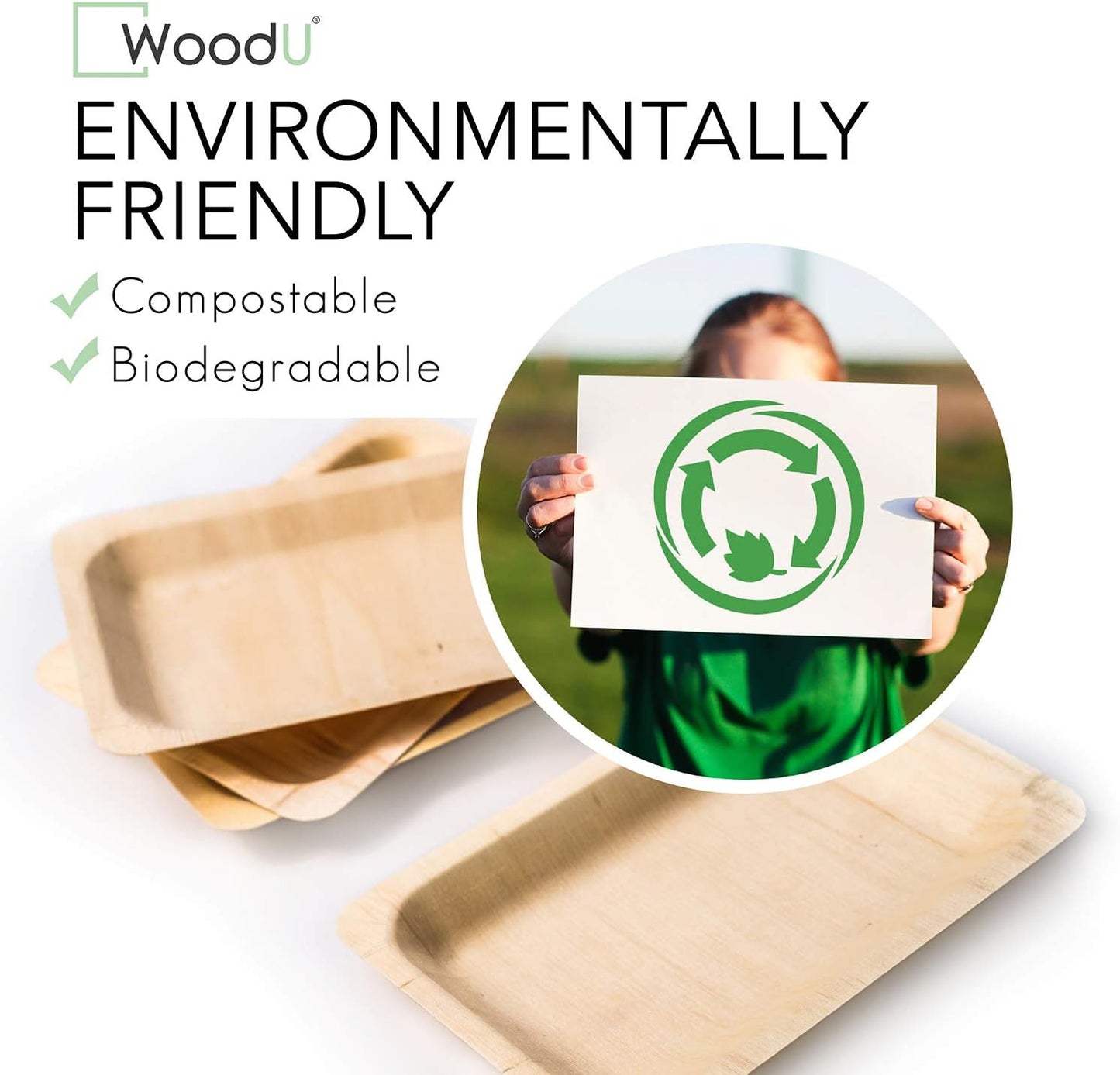 Eco-Friendly Compostable Party Plates - Set of 50 Disposable Wooden Dessert Plates (7.5" x 5.5") for Events and Gatherings