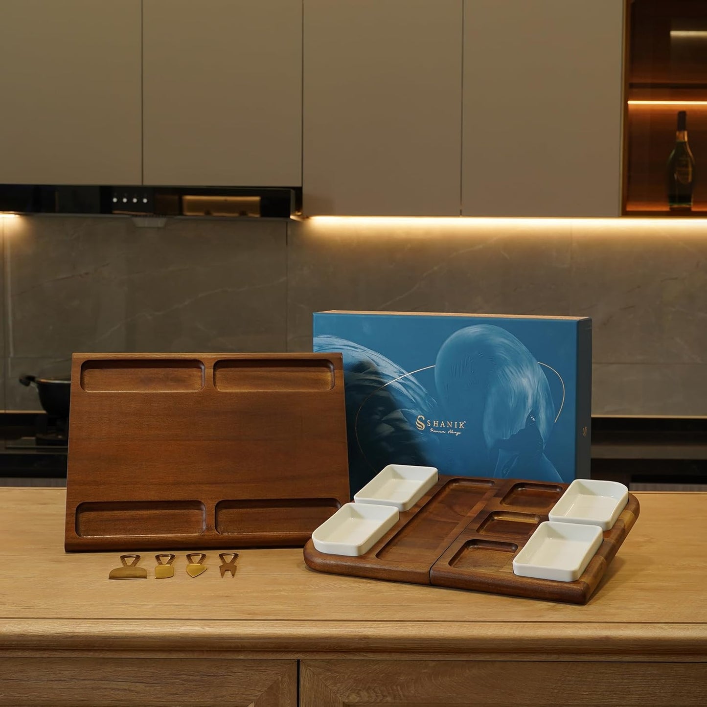 Shanik Premium Charcuterie Board - Extra Large Magnetic Double-Sided Cheese/Meat Serving Tray & Cutting Board - Gift for Weddings, Bridal Showers, Housewarming - Kitchen Essential, Quality 31 ½ inches