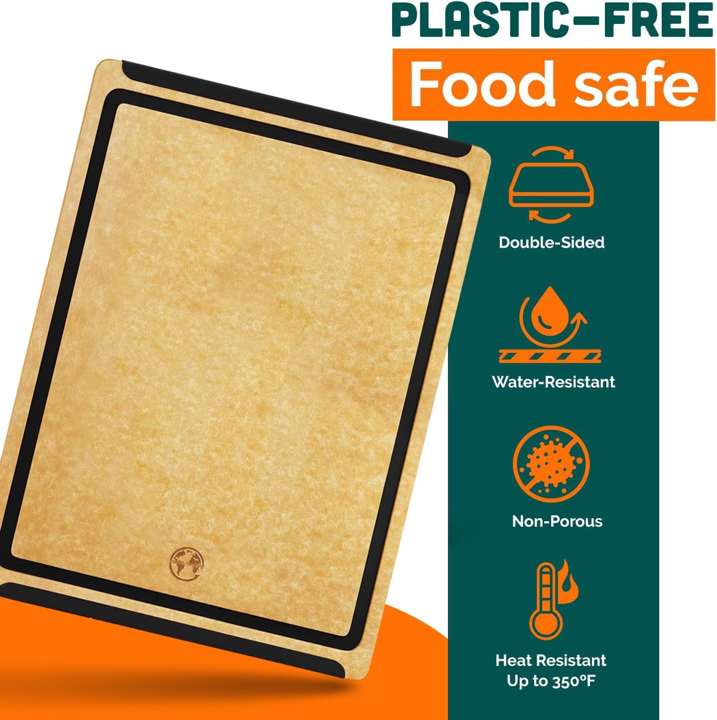 Earth’s Dreams Wood Cutting Board 17x12 Extra Large - Charcuterie Board, Non-Plastic, Non-Toxic, Heavy-Duty, Dishwasher Safe (Tan/Blacks)