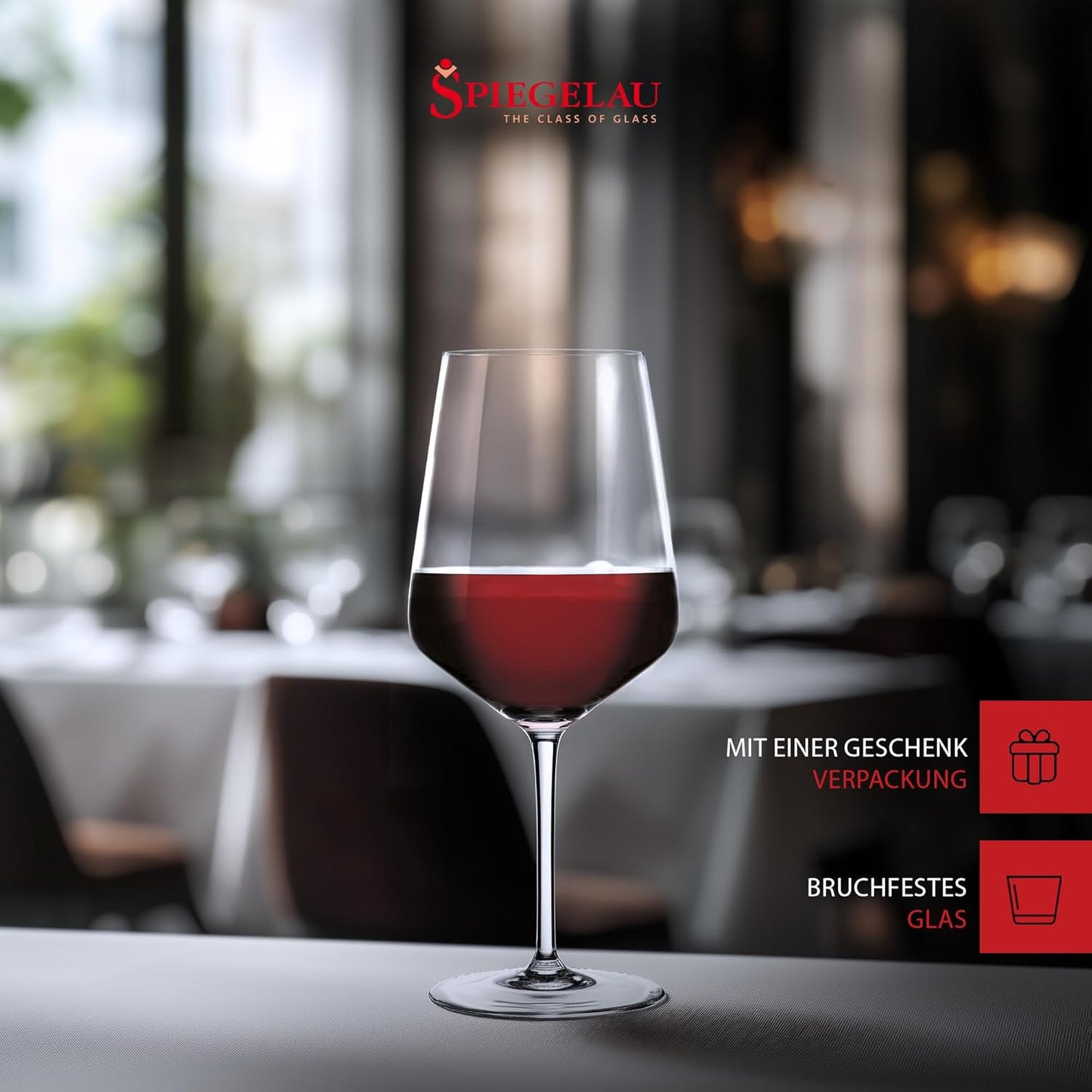 Spiegelau Style Red Wine Glasses, Set of 4, European-Made Lead-Free Crystal, Classic Stemmed, Dishwasher Safe, Professional Quality Red Wine Glass Gift Set, 22.2 oz