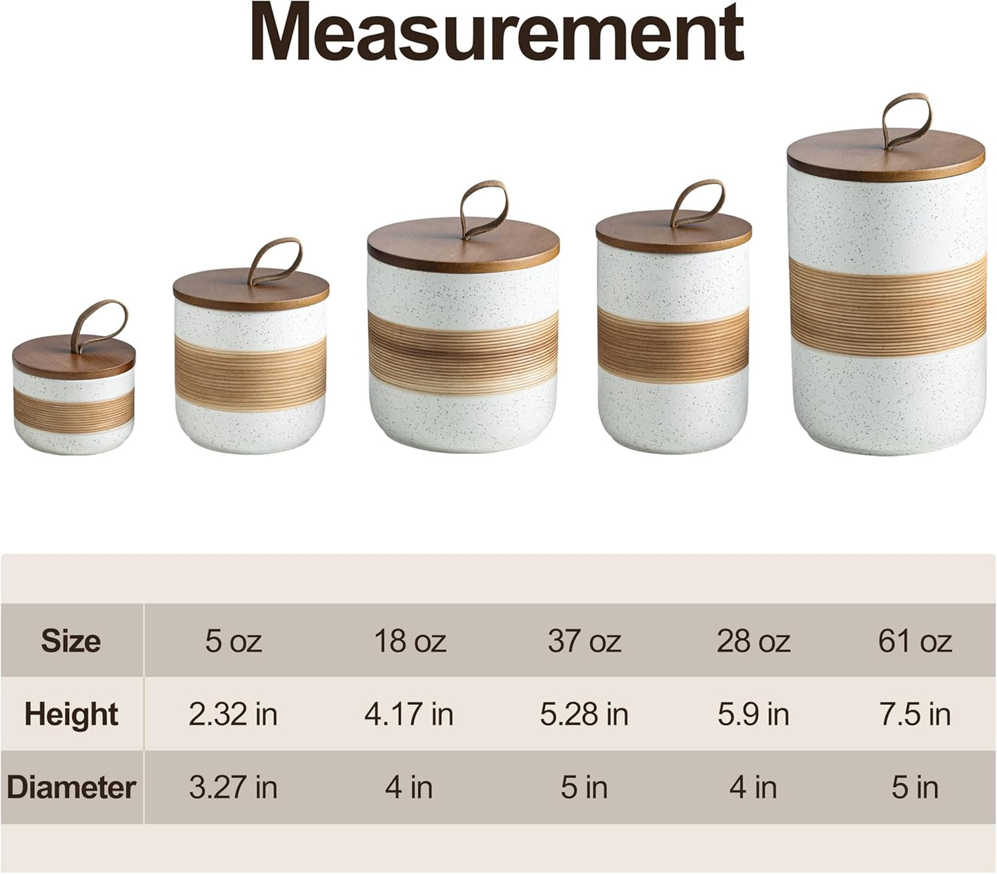 Ceramic Jar with Lid, Coffee Container Kitchen Food Storage Jars for Spice Sugar Tea Bag, Stackable Decorative Jars for Countertop, White & 18oz