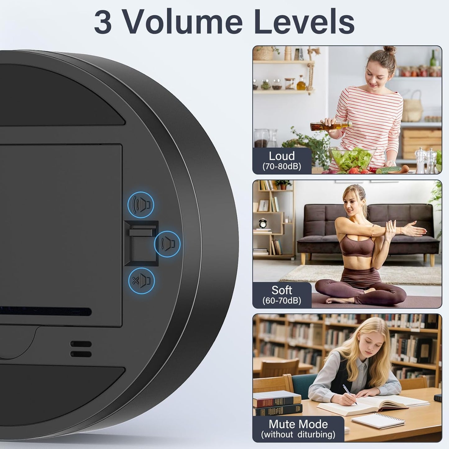 Dual Digital Kitchen Timer for Cooking, 199 Minutes Countdown & Stopwatch, Timer for Fridge, Big Digits, High-Definition Display, Easy Rotary Adjustment, 3 Volumes, 2 Brightness Levels, Black