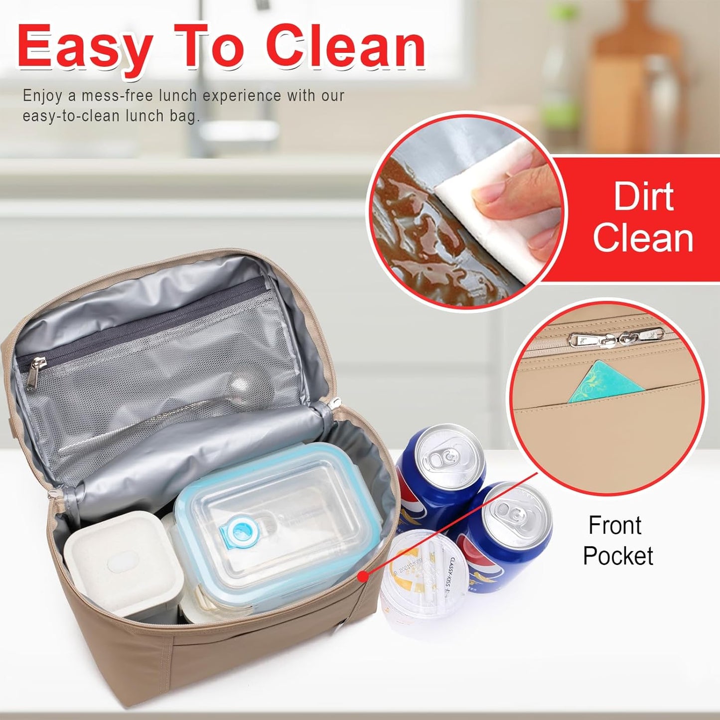 NOL Natural Organic Lifestyle Insulated Lunch Bags for Women Cooler Bag Lightweight Nylon Waterproof Lunch Box For Work