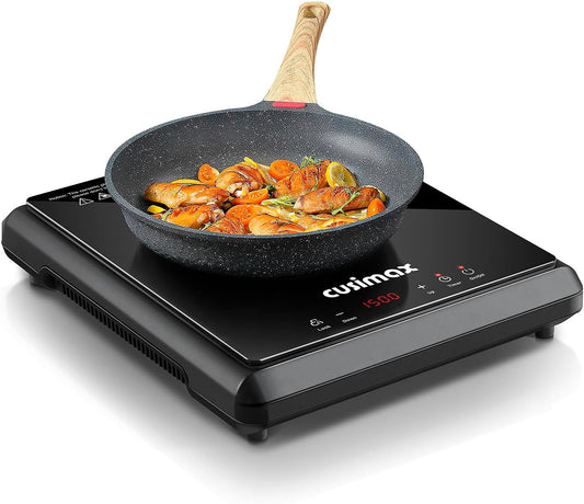 CUSIMAX 1500W Hot Plate, Portable Infrared Electric Stove for Home with 7 Speed,Ceramic Countertop Stove Sensor Touch,Kids Safety Lock and Timer,Compatible for All Cookwares