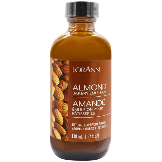 LorAnn Oils Almond Bakery Emulsion: True Essence, Ideal for Boosting Fruit Tones in Cakes, Cookies & Desserts, Gluten-Free, Keto-Friendly, Extract Substitute Essential for Your Kitchen, 4 Oz