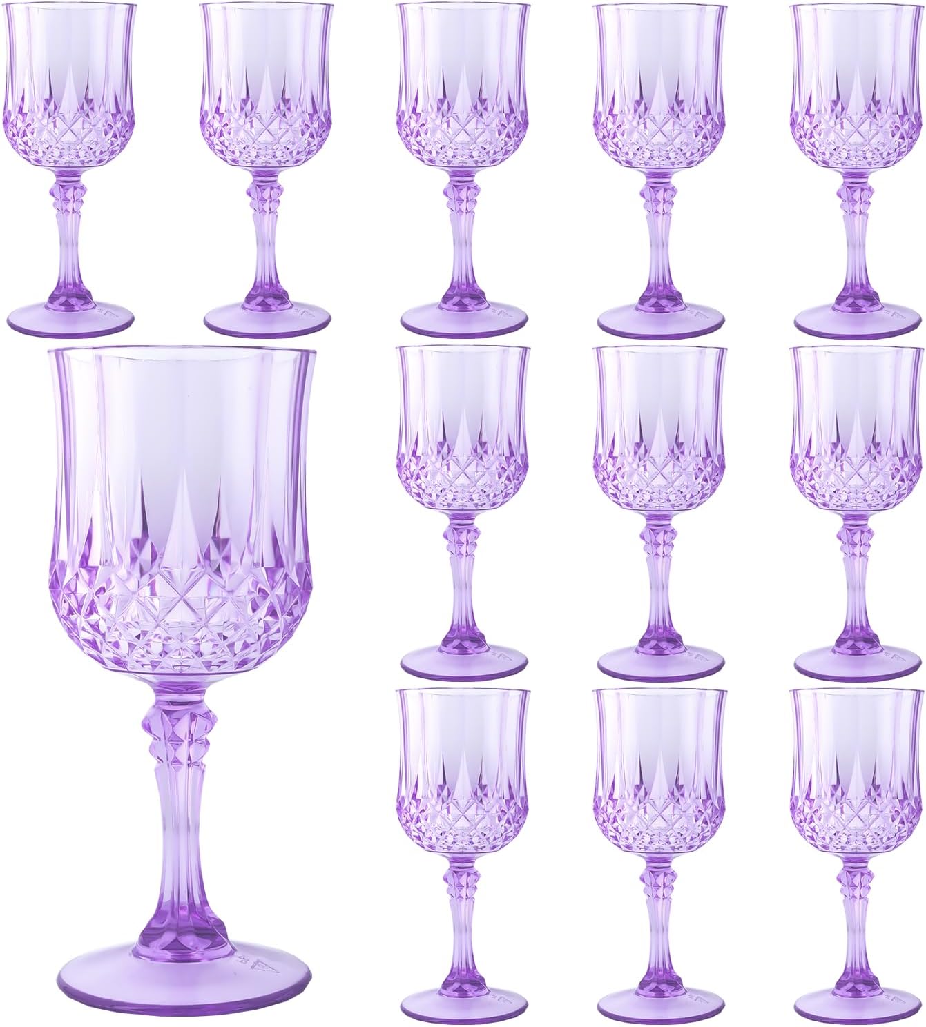 12-Piece Vintage Style Plastic Wine Goblets - Elegant Purple Glassware for Weddings and Events