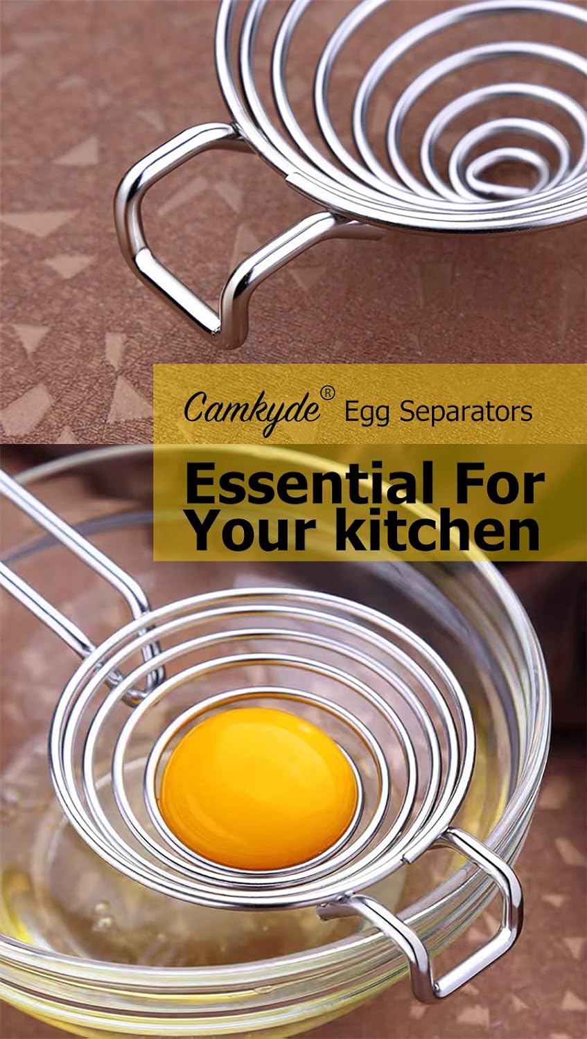 CAMKYDE Egg Separator Food Grade Stainless Steel Egg Yolk White Separation Tool (Red)