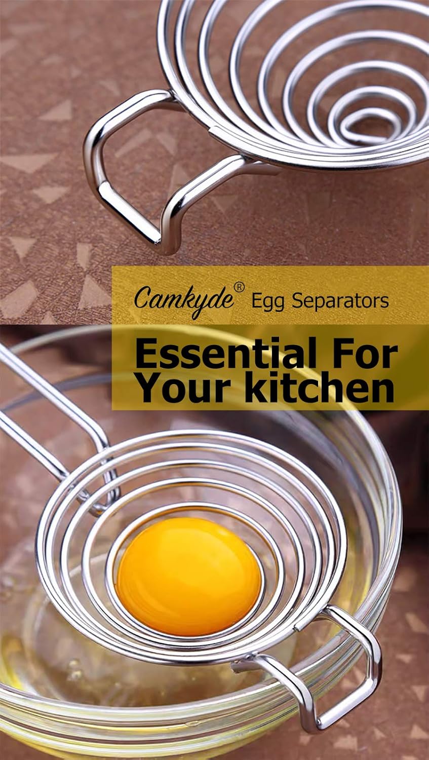 CAMKYDE Egg Separator Food Grade Stainless Steel Egg Yolk White Separation Tool, Set of 2 (Blue)
