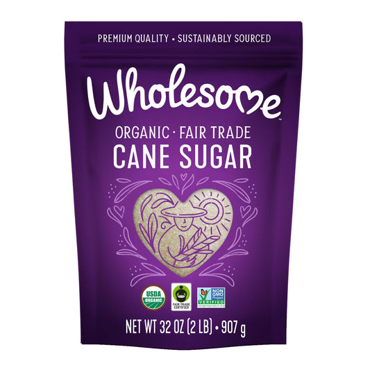 Wholesome Sweeteners 32-Ounce Organic Cane Sugar, Fair Trade, Non GMO, Gluten Free, Pure & Vegan, for Baking and Sweetening, 1 Pack