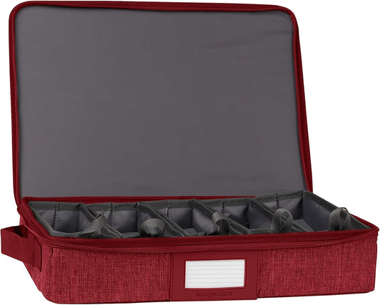 Covermates Keepsakes Flatware Storage Box - Stackable - Reinforced Handles - China Storage, Red Heather