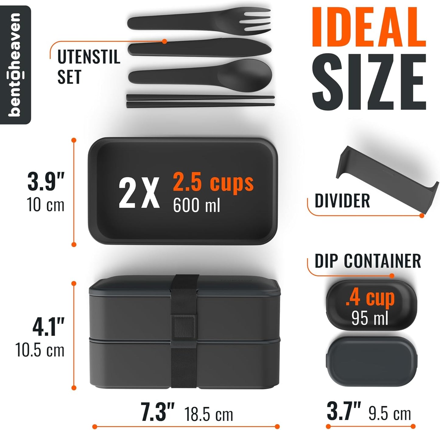 Bentoheaven Premium Bento Box Adult Lunch Box with Compartments for Women & Men, Set of Utensil & Chopsticks & Dip Container, Cute Japanese Kids Bento Lunch Box, Microwavable (Outer Space)