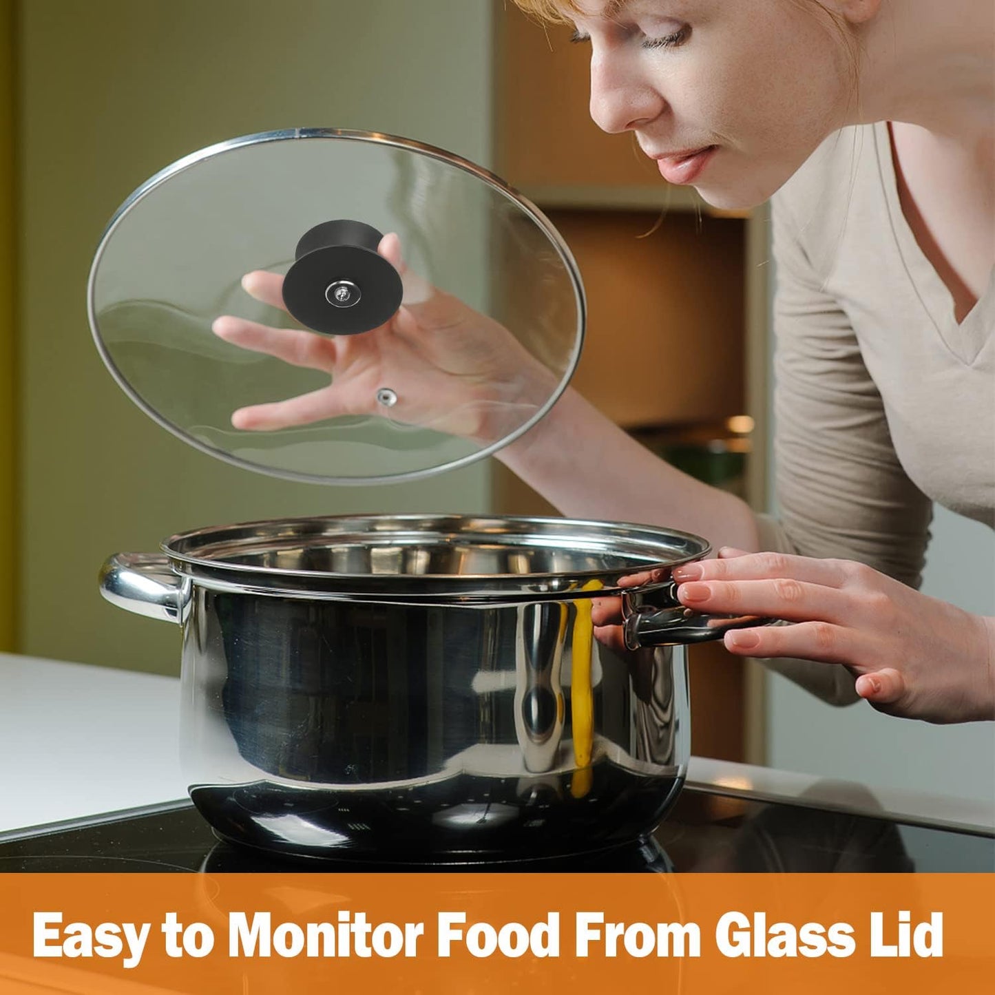 Wadaza Pan Lid 11 Inch - Tempered Glass Pot Lid - Oven Safe Replacement Glass Lid for Frying Pan Wok Pot Skillet