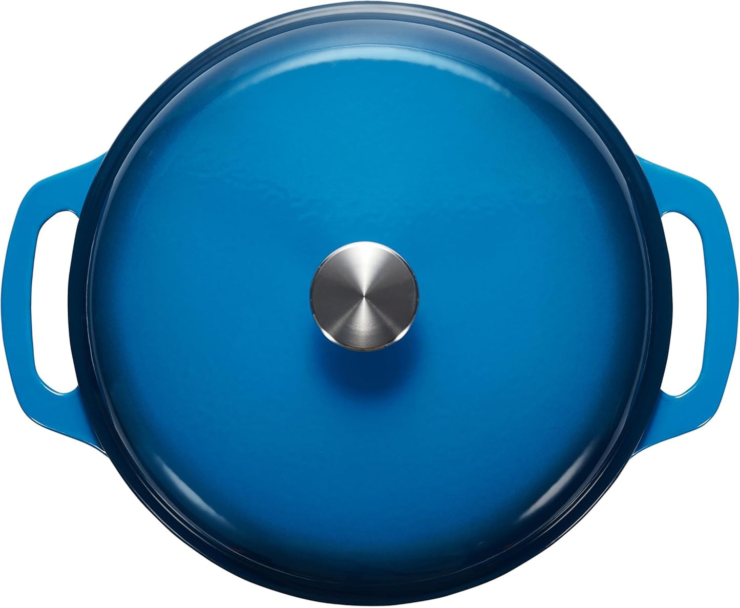 Amazon Basics Cast Iron Dutch Oven Pot with Lid, Enameled, Round, Dual Handles, Heavy-Duty, Large, 7.3-quart, Blue