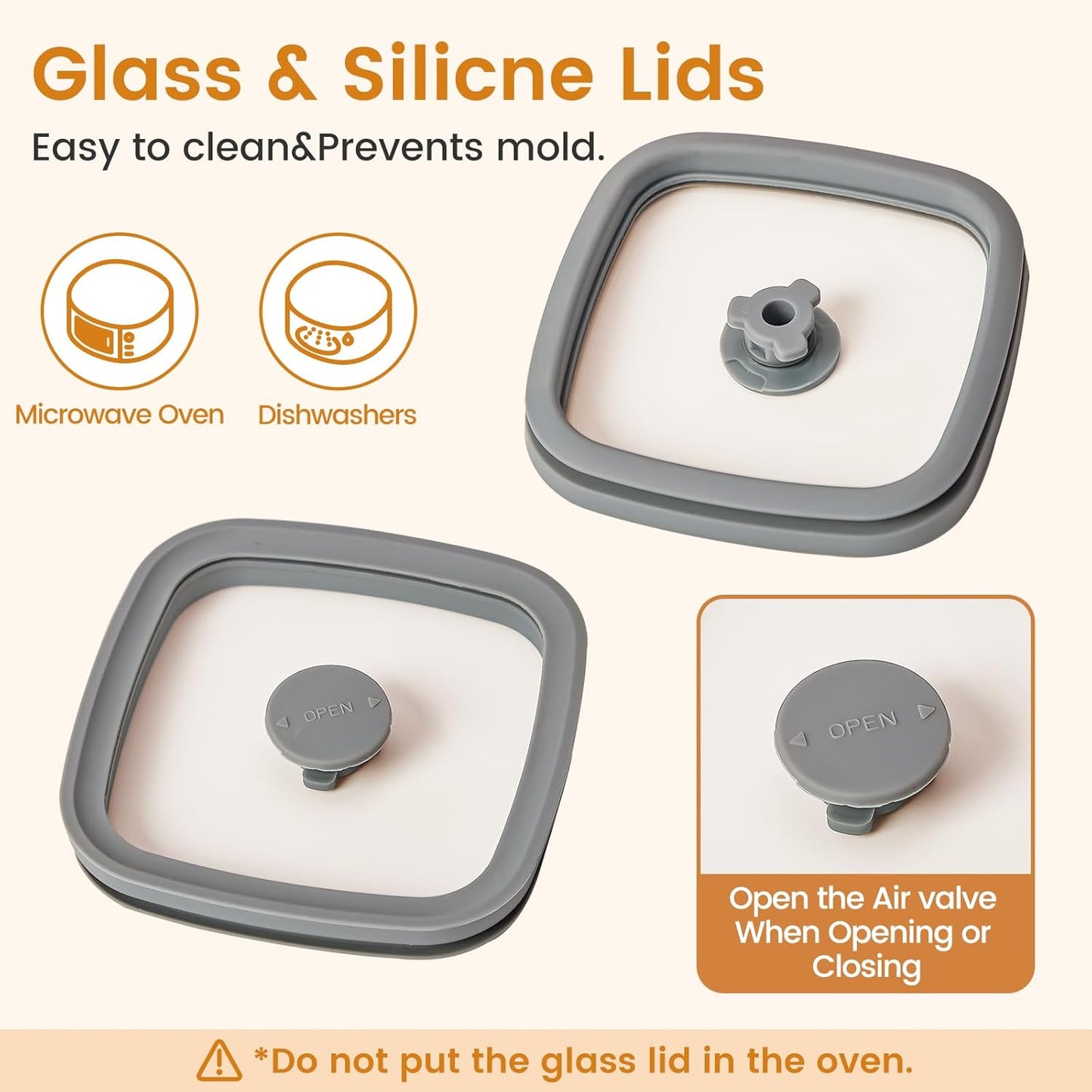 Square Glass Food Storage Jars with Lids[Set of 3], Perfect for Pasta, Cookies, Nuts, Coffee, Cereal, Flour, Organize Your Kitchen with these BPA-Free Glass Jars with Silicone Lids