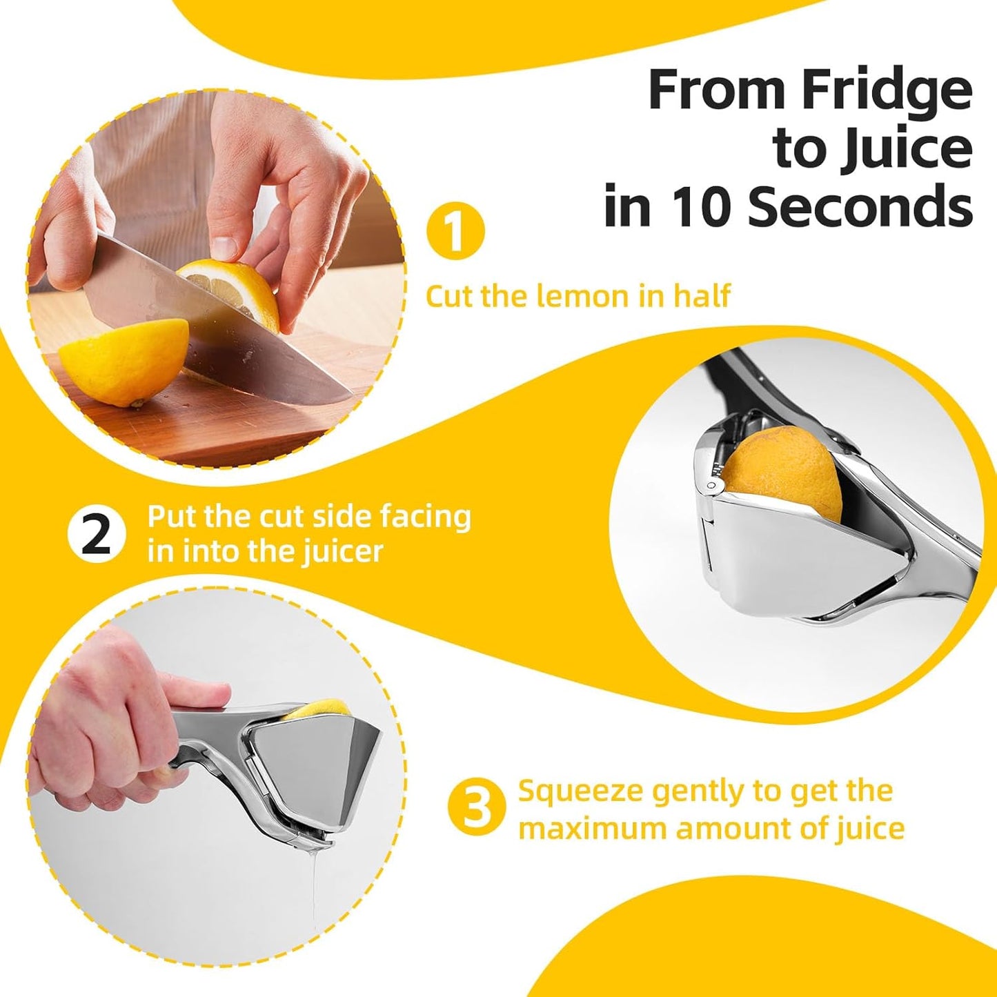 Lemon Squeezer Stainless Steel, Heavy - duty Lime Squeezer, Manual Citrus Squeezer, Manual Juicer That Easily Squeezes Out All the Juice