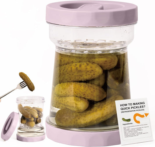 Pickle Jar with Strainer Flip, 38oz Pickle Container From Tritan, Airtight Hourglass Pickle Juice Separator Jar for Olives,Gherkins or Sliced, Leakproof Dishwasher Safe