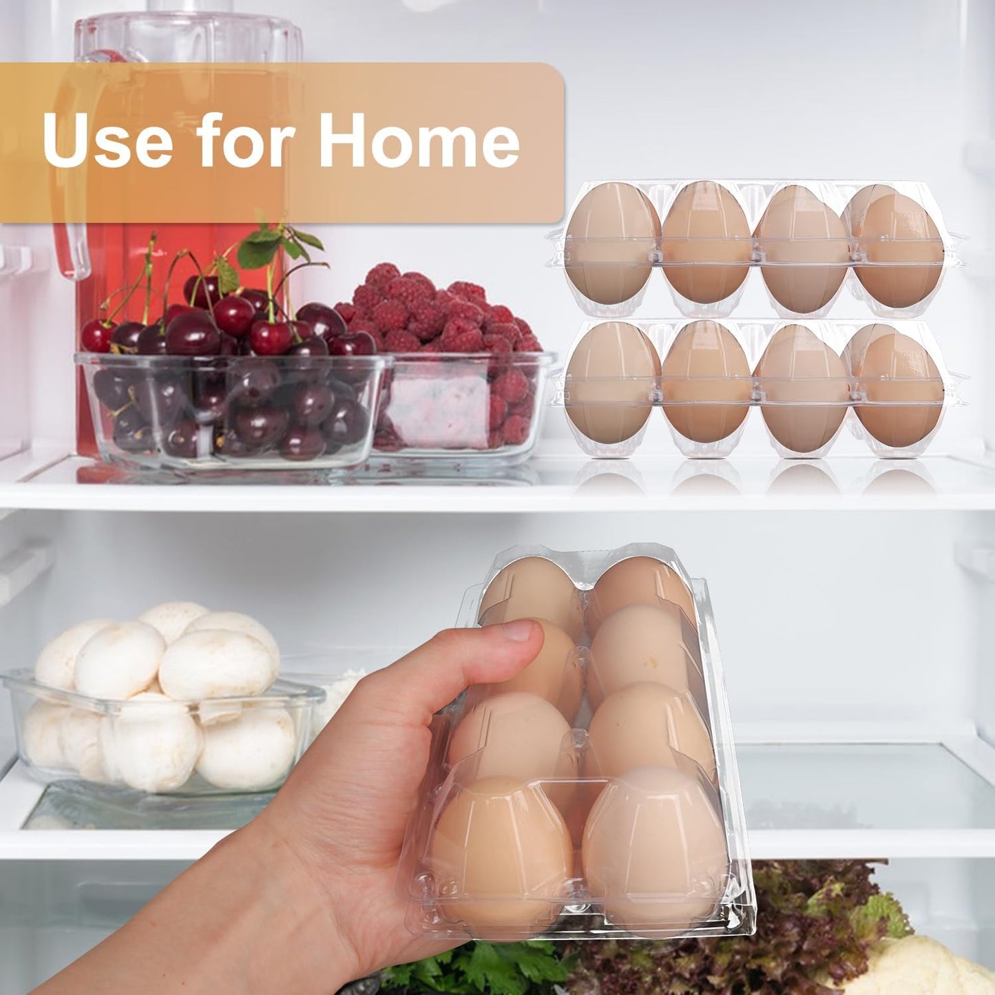 150 Pack Bulk Egg Cartons, Clear Plastic Chicken Egg Holders, Egg Tray Carton Holder for Home & Kitchen, Farm & Market Use, An Eco-Friendly Egg Storage Solution, 8 Grids，(Medium Size)…