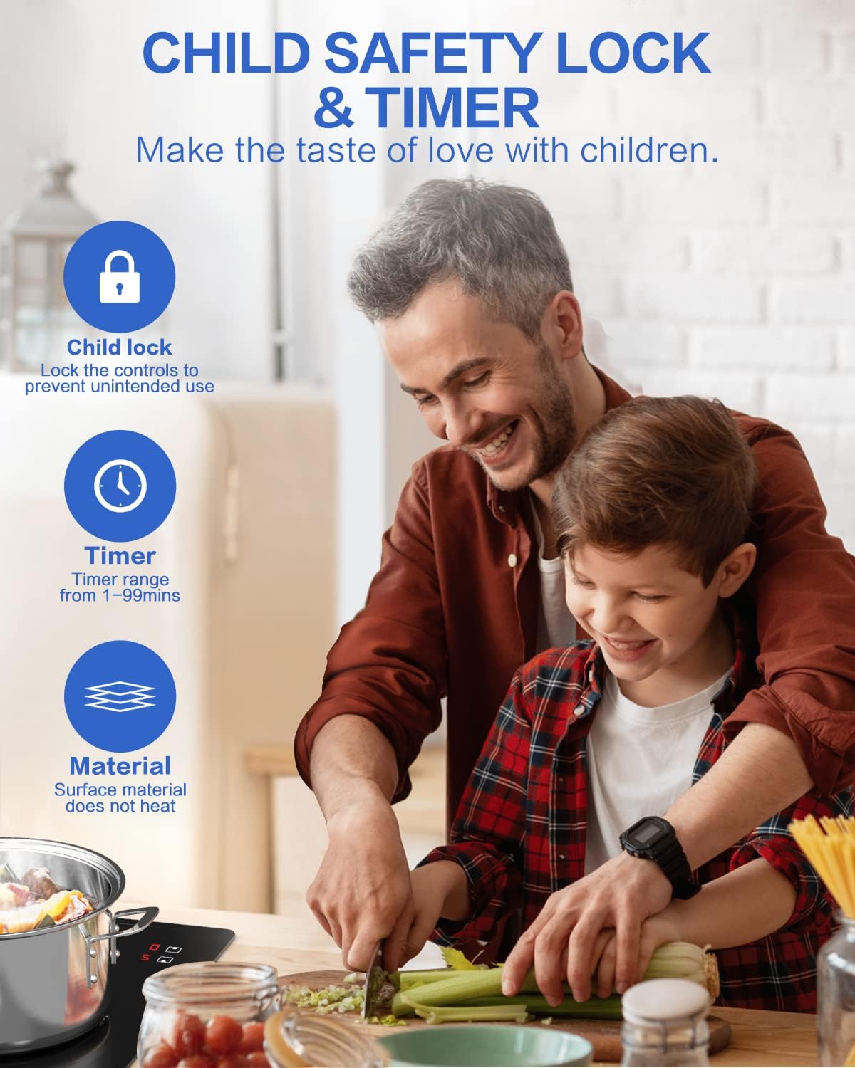 AMZCHEF Induction Cooktop 2 Burners, 12 Inch Bulit-in & Countertop Induction Stove with Plug 110V-120V, 9 Power Levels Electric Stove 1800W, Child Lock, Timer, Touch Control for Fast Cooking